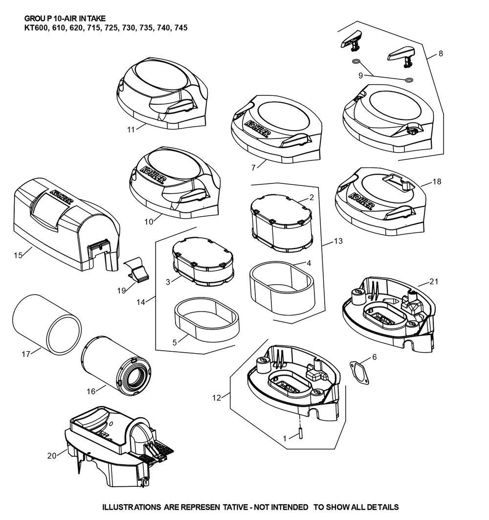 Kt735-3103 Air Intake Diagram and Parts List for KT735-3103  Cub Cadet Lawn Tractor